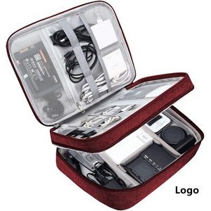 Double Layer Large Electronics Organizer Portable Storage Case for Cable Cord Charger Adapter