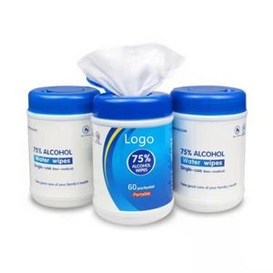 75% Alcohol Hand Sanitizer Wipes Canister for Home Travel 60pcs