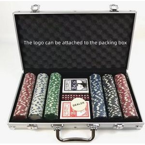 Texas Hold 'em Claytec Poker Chip Set with Aluminum Case, 300 Striped Dice Chips jetton