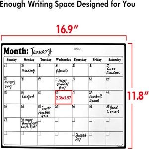 Fridge Calendar Magnetic Dry Erase White board for Refrigerator Planners