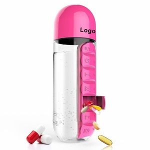 7-Day Pill Organizer Case with Water Bottle 23 Oz