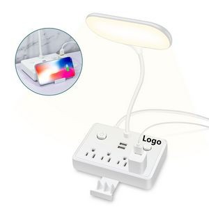 Power Strip LED Desk Lamp Desk Light With 2 USB Charging Ports And 4 Power Outlet