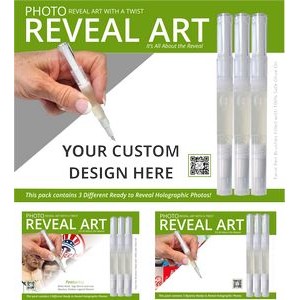 3 Pack Photo Reveal Art with 3 Twist Oil Pen Brushes filled with Olive Oil