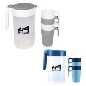 Plastic Pitcher Water Bottle Set With Lid