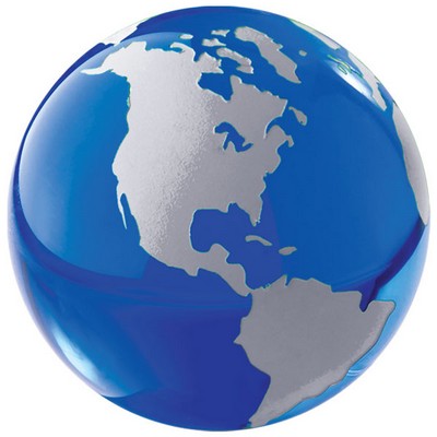 Crystal Blue Globe Paperweight