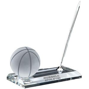 Crystal Basketball w/Pen Stand Set