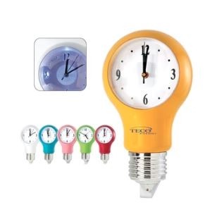 Light Bulb Wall Clock w/Auto Light Sensor