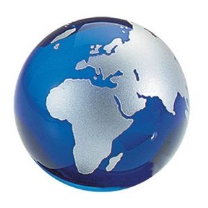 Crystal Blue Globe Paperweight