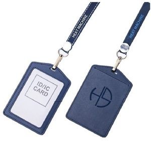 Multicolor Vertical PU Card Holder with Lanyard