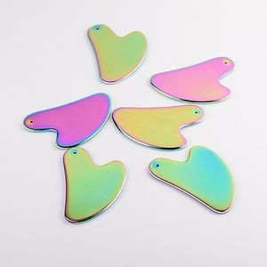 Customized Stainless Steel Colorful Heart-shaped Gua Sha Massager