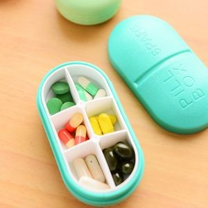 Multi Color Pill-Shaped 6-Compartment Pill Box