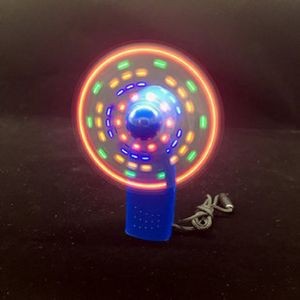 Handheld Mini LED Flashing Fan w/Lanyard