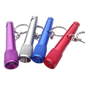Multicolor Mini Portable Aluminum Flashlight with Keychain and Whistle