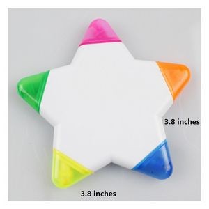 5-In-1 Five Color Fluorescent Star Shaped Highlighter