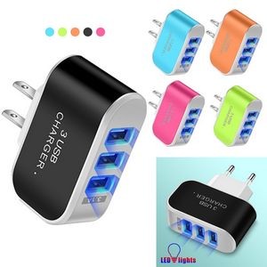 Illuminated 3USB Candy Colour Mobile Phone Charger