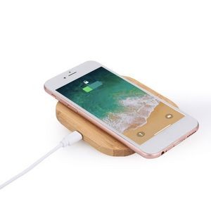 Square Bamboo Shape Wireless Charger With Micro USB Port