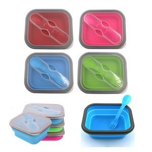 Collapsible Food Container w/Dual Utensil