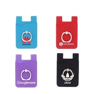 Silicone Cell Phone Wallet w/Metal Ring