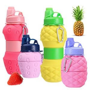 Collapsible Silicone Pineapple and Strawberry Water Bottle 24oz