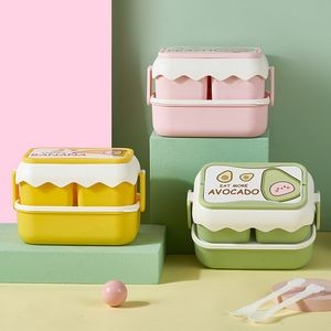 Double Layer Cartoon Plastic Lunch Box
