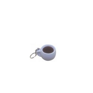 White Coffee Cup Stress Toy Key Ring