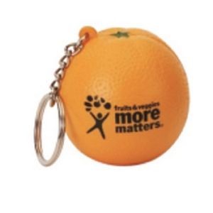 PU Round Orange Shaped Stress Ball w/Key Chain