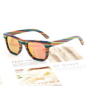 Multiple Color Wood Recycled Skateboard Sunglasses