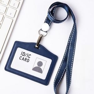 Multicolor Horizontal PU Card Holder with Lanyard