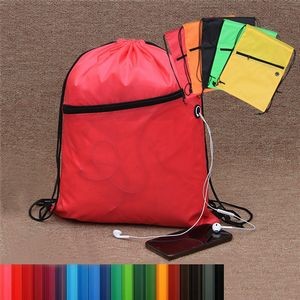 Sport Drawstring Backpack w/Front Zipper