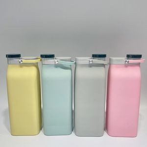 Customized Collapsible Silicone Outdoor Milk Bottle 14oz