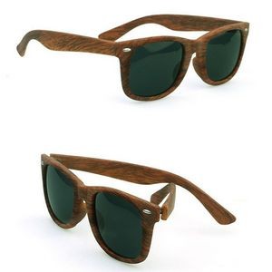 Retro Woodgrain Woodtone Sunglasses w/Bamboo Design