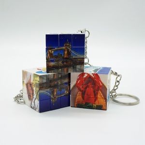 Full Color Imprint 3x3x3 Puzzle Cube With Keychain