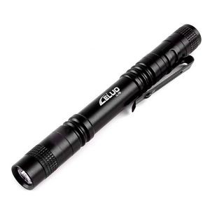 Black Portable Cylindrical Aluminum Penlight with Pen Clip