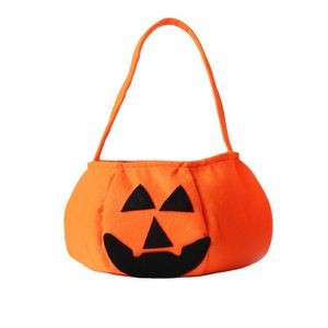 Non-woven Halloween Stock Design Orange Pumpkin Face Bag