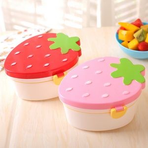 Strawberry Plastic Double Lunch Box