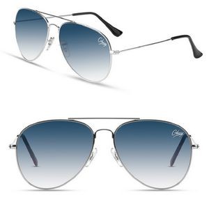 Metal Color-Mirrored Aviator Sunglasses w/Custom Logo