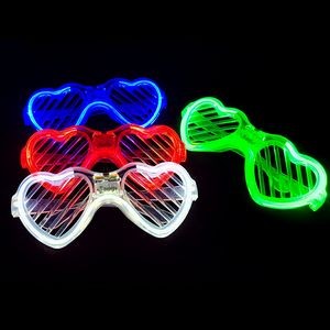 Plastic Heart-Shaped LED Flashing Shutter Glasses w/Logo