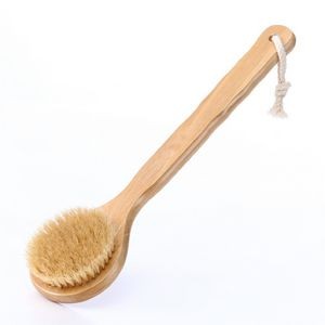 Body Scrub Brush w/Long Wooden Handle