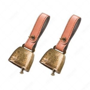 Pet Nickel-Plated Cow Bell w/PU Leather Strap