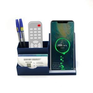 Customizable 3-in-1 Wireless Charging Phone Stand With Pen Container