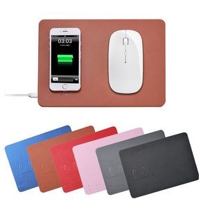 Cell Phone Wireless Charging Leather Mouse Pad