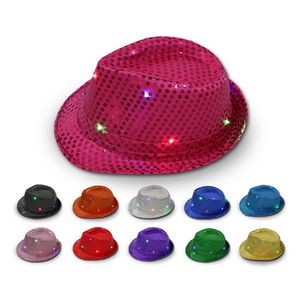 LED Light Up Adults Sequin Fedora Hat