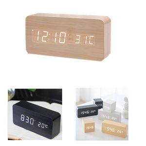 Wooden Digital Alarm Clock Multi-Functional LED Smart Alarm