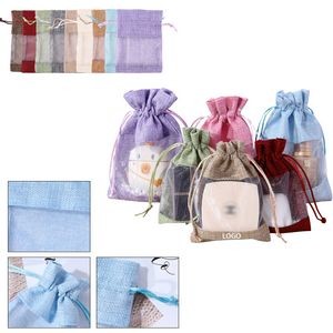 Linen Burlap & Sheer Organza Gift Bag