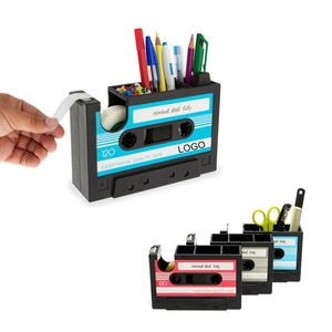 2-in-1 Cassette Shaped Tape Dispenser & Pen Holder