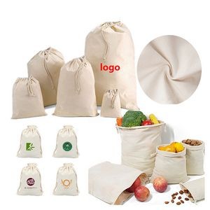 Drawstring Canvas Grocery / Gift Bag