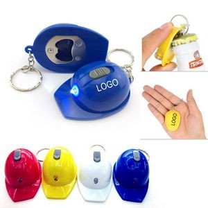 Safety Helmet Bottle Opener Keychain with LED