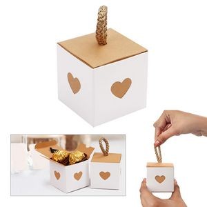 2 x 2 x 2 inch Mini White Brown Heart Gift Box