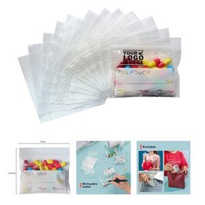 3 x 2.75 Inch Pill Organizer Plastic Travel Vitamine Bag with Write-on Labels Seal