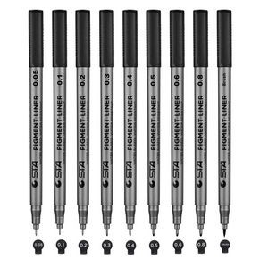 9 Pieces Precision Black Micro Pen Fineliner Ink Pen Ten Piece Set